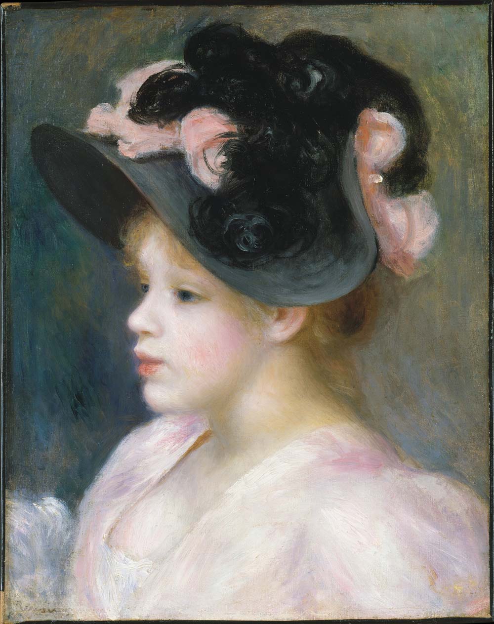 Young Girl in a Pink-and-Black Hat, 1890s