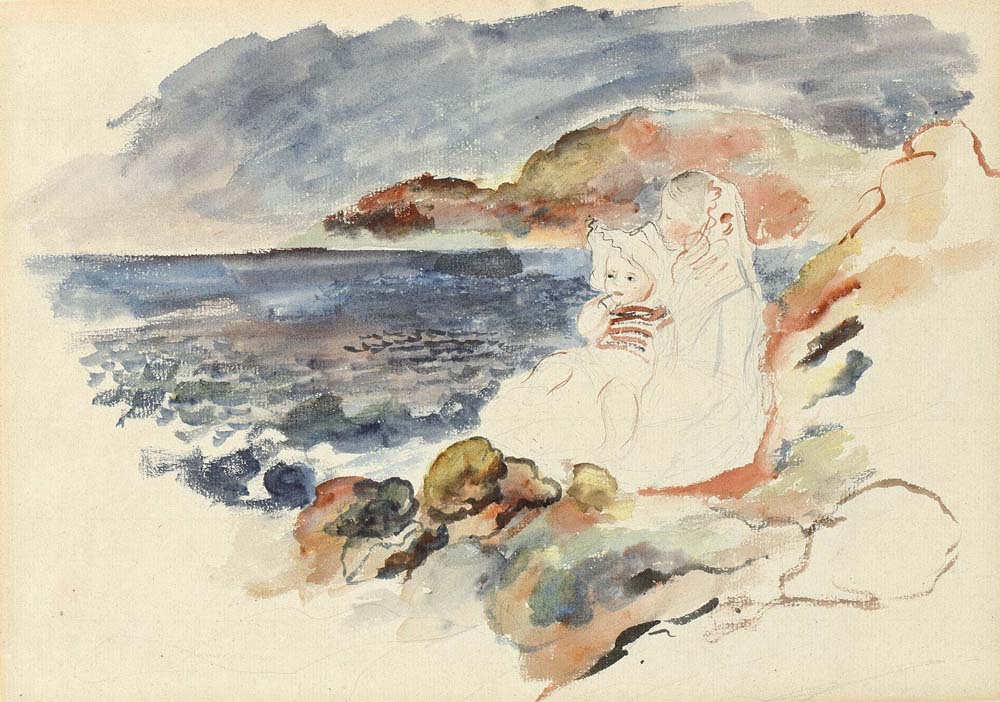 Young Woman and Child at the Bank of the Sea, 1898