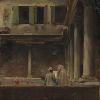An Artist Sketching in the Cloister of S. Gregorio, Venice - Lord Leighton Frederic