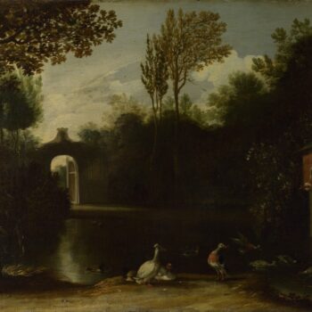 Anthonie van Borssum - A Garden Scene with Waterfowl