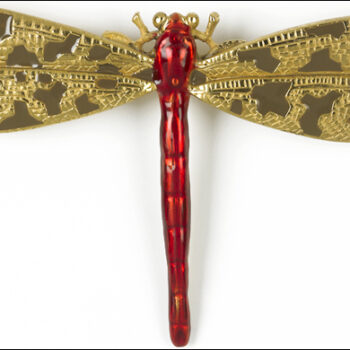 Dragonfly brooch, red