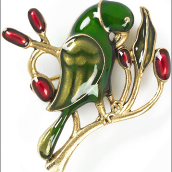 Parrot brooch, green