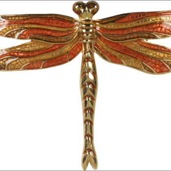 Tiffany Dragonfly brooch, red/neutral