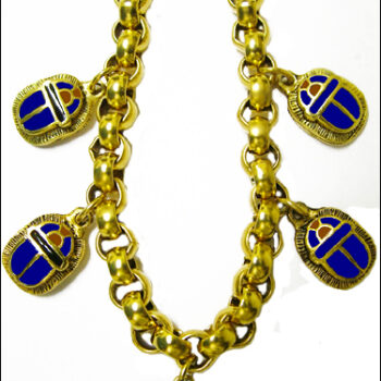 Enameled Scarab bracelet, 5 charms