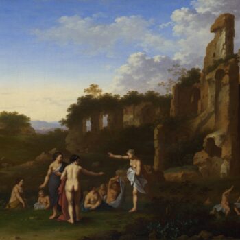 Cornelis van Poelenburgh - Women bathing in a Landscape