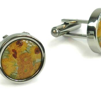 Cufflinks, Round, Sunflowers, Vincent Van Gogh
