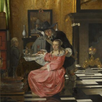 Delft - An Interior, with a Woman refusing a Glass of Wine