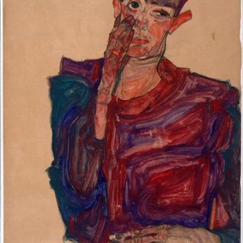 Egon Schiele - Self portrait with eyelid pulled down