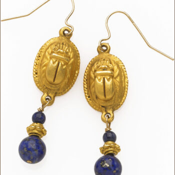 Scarab dangling earrings with Lpais beads
