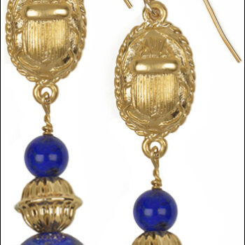 Scarab earrings with Lapis beads