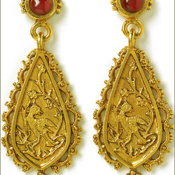 Indian earrings, garnet