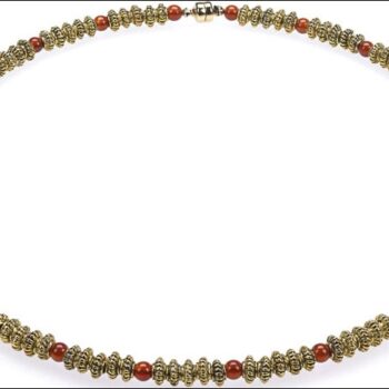 Egyptian necklace with corrogated roundels & Carnelian beads