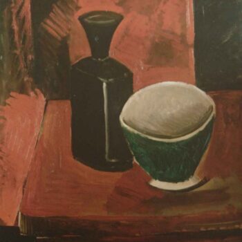 Green Bowl And Black Bottle
