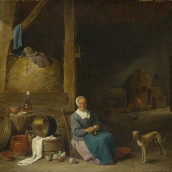 Follower of David Teniers the Younger - An Old Woman peeling Pears