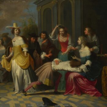 Follower of Hieronymus Janssens - Ladies and Gentlemen playing La Main Chaude