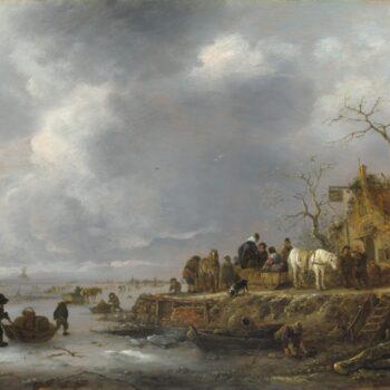 Follower of Isack van Ostade - An Inn by a Frozen River