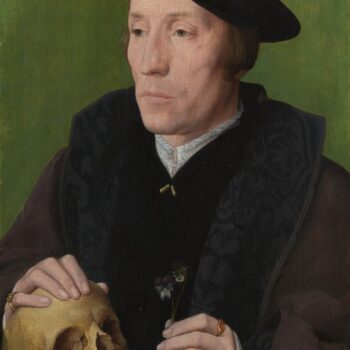 Follower of Jan van Scorel - A Man with a Pansy and a Skull