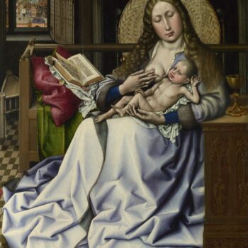 Follower of Robert Campin - The Virgin and Child before a Firescreen