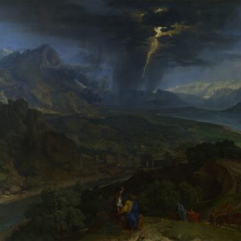 Francisque Millet - Mountain Landscape with Lightning