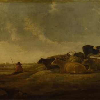 Imitator of Aelbert Cuyp - A Herdsman with Seven Cows by a River