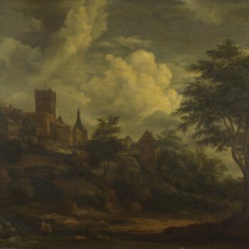 Imitator of Jacob van Ruisdael - A Castle on a Hill by a River
