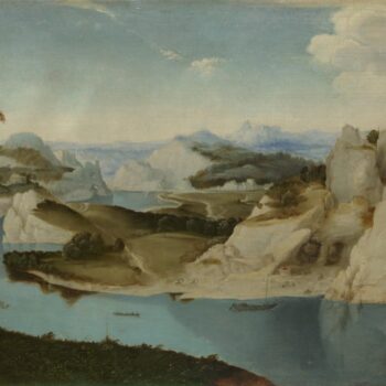 Imitator of Pieter Bruegel the Elder - Landscape - A River among Mountains