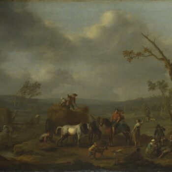 Jan Lingelbach - Peasants loading a Hay Cart