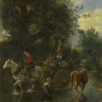 Jan Siberechts - A Cowherd passing a Horse and Cart in a Stream