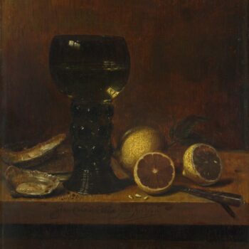 Jan van de Velde - Still Life - A Goblet of Wine, Oysters and Lemons