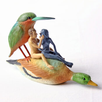 Couple on a Duck Seduction Sin Statue by Hieronymus Bosch