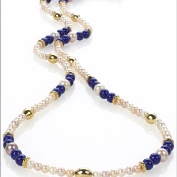 Egyptian genuine Lapis and Freshwater Pearl necklace