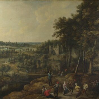 Lucas van Uden and David Teniers the Younger - Peasants merry-making before a Country House