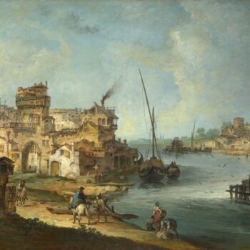 Michele Marieschi - Buildings and Figures near a River with Shipping