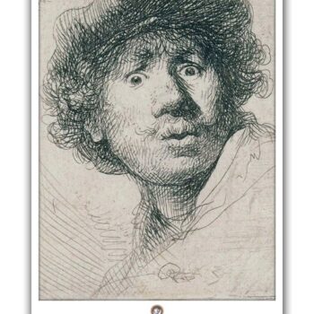 Poster, Rembrandt, Self-portrait, Curious face, Self-Portrait in a Cap, 1630