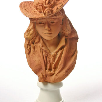 Rose Beuret in Straw Hat Portrait Statue by Rodin
