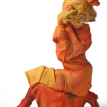 Kneeling Girl in Orange-Red Dress By Egon Schiele