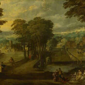 Style of Joos de Momper the Younger - A Music Party before a Village