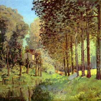Resting on The River Bank by Sisley