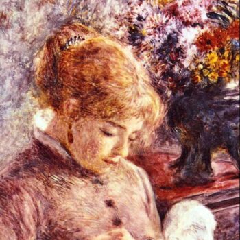 Woman Embroidering by Renoir