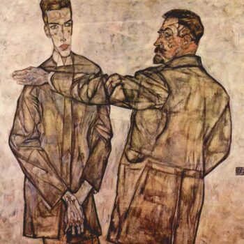 Double Portrait of Heinrich Bensch and His Son Otto by Schiele