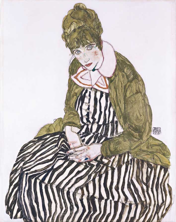 Egon Schiele - Edith with Striped Dress, Sitting