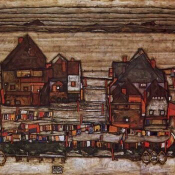 Houses with Laundry Lines and Suburban by Schiele