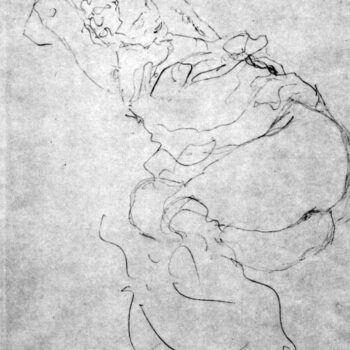 Liegender Female Over The Head with Entangled Arms by Klimt