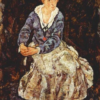 Portrait of Edith Schiele Sitting by Schiele