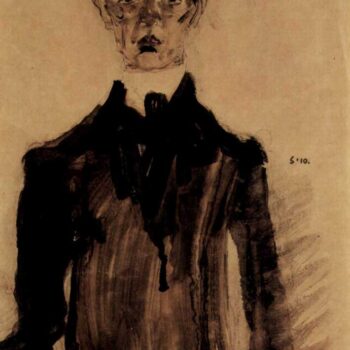 Self-Portrait in a Black Robe by Egon Schiele