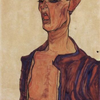 Self-Portrait, a Grimace Scissoring by Egon Schiele