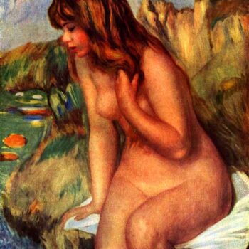 Bathing Sitting on a Rock