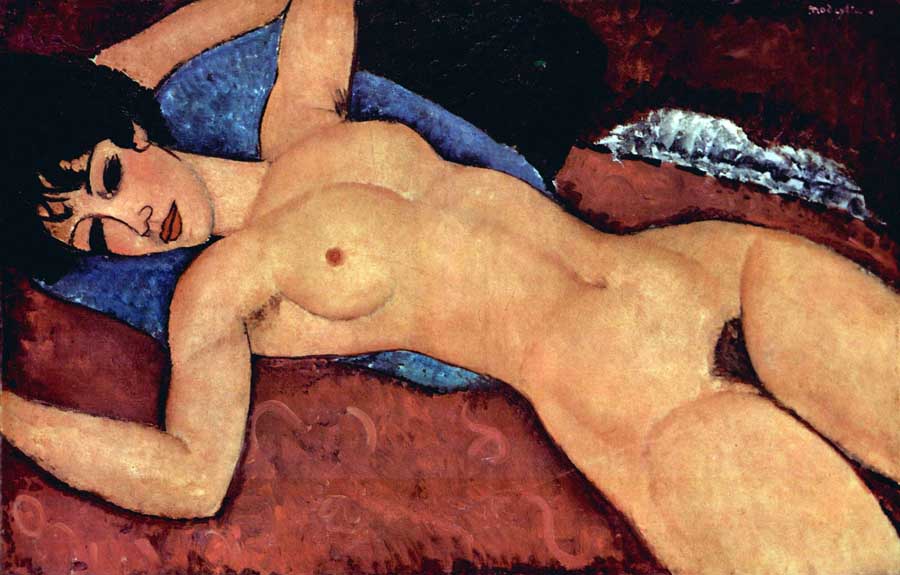 1917 Nu couche, les bras ouverts