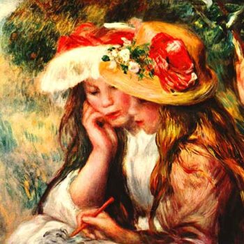 Two Reading Girls in a Garden