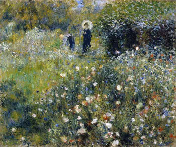 Woman with a Parasol in a Garden by Renoir